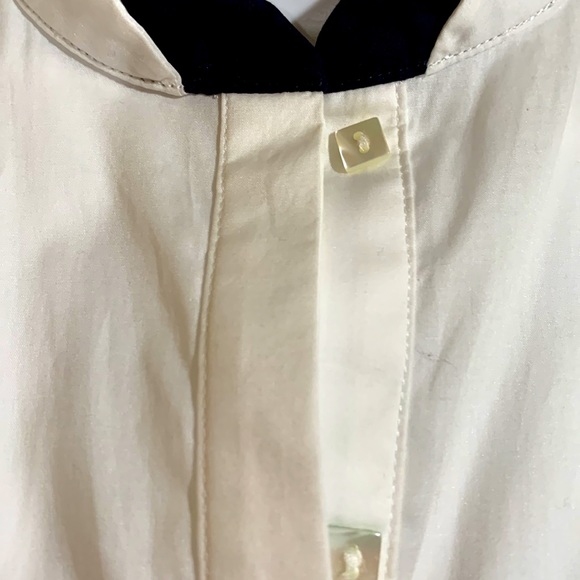 Rani Arabella EUC shirt blouse with navy contrast trim on collar and cuffs, M - Picture 4 of 9